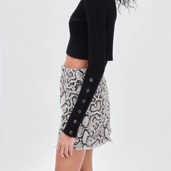 Zara Snake Print Denim Skirt - Picture 2 of 2